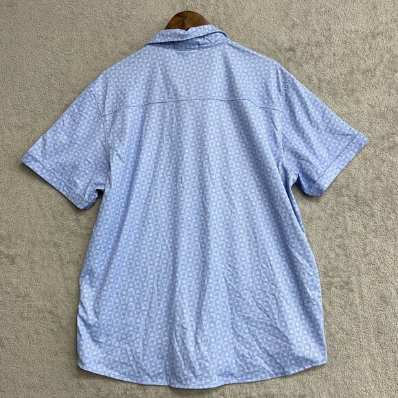 REV Men's XL Short Sleeve Shirt Blue Triangle Pattern - Picture 2 of 5